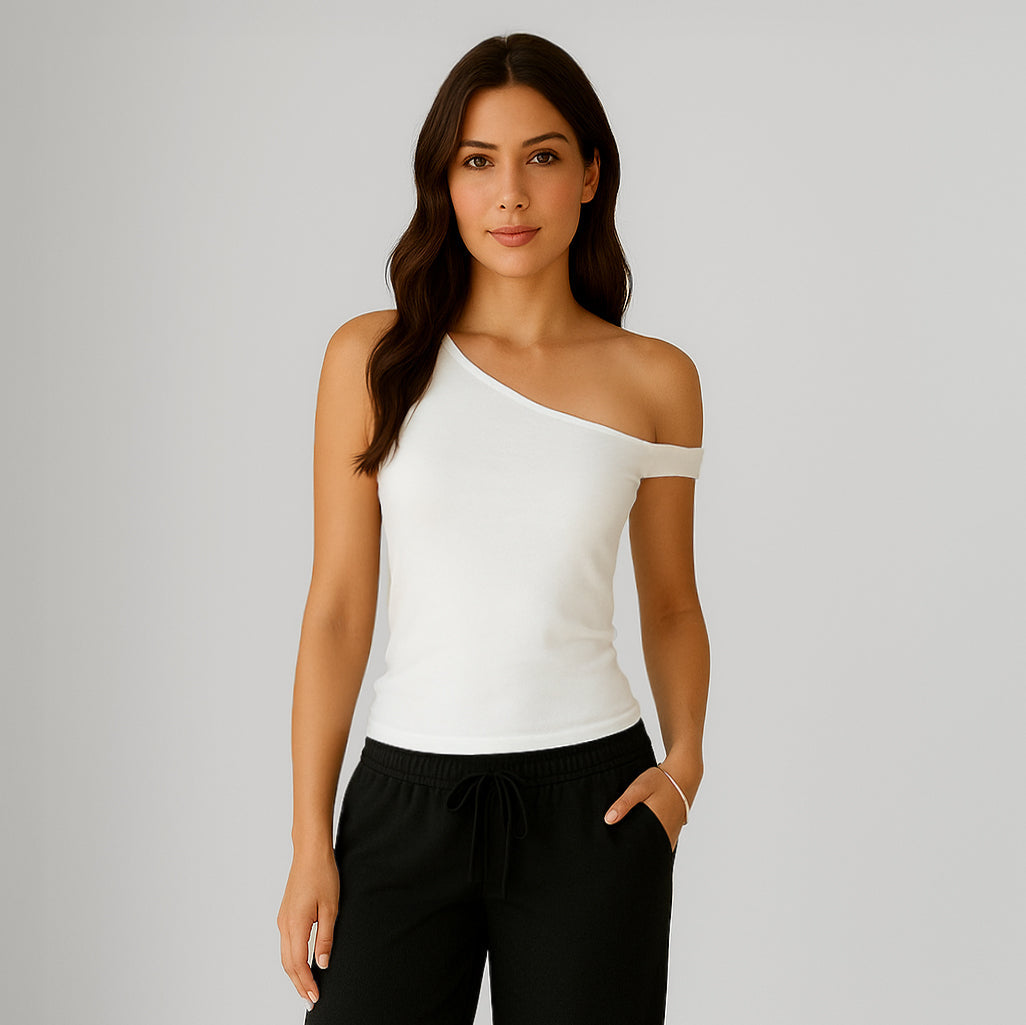 0896 - Women's One Shoulder Asymmetrical Tank-3