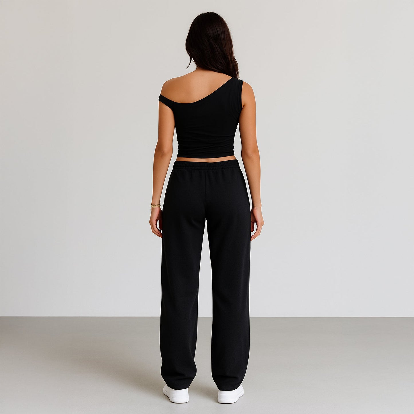 0896 - Women's One Shoulder Asymmetrical Tank-1