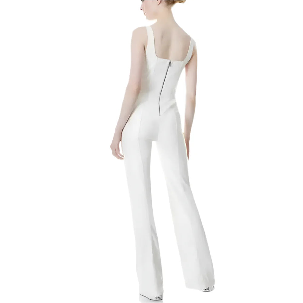 Women's Classy White Faux Leather Jumpsuit-1