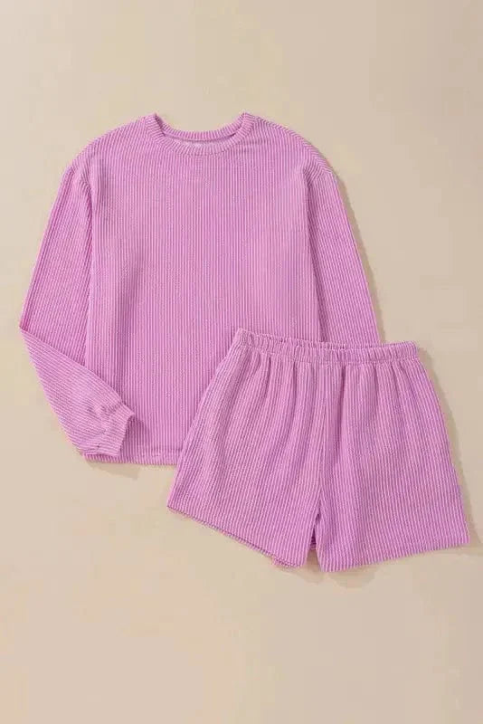 Cozy Corded Loungewear Shorts Set-3