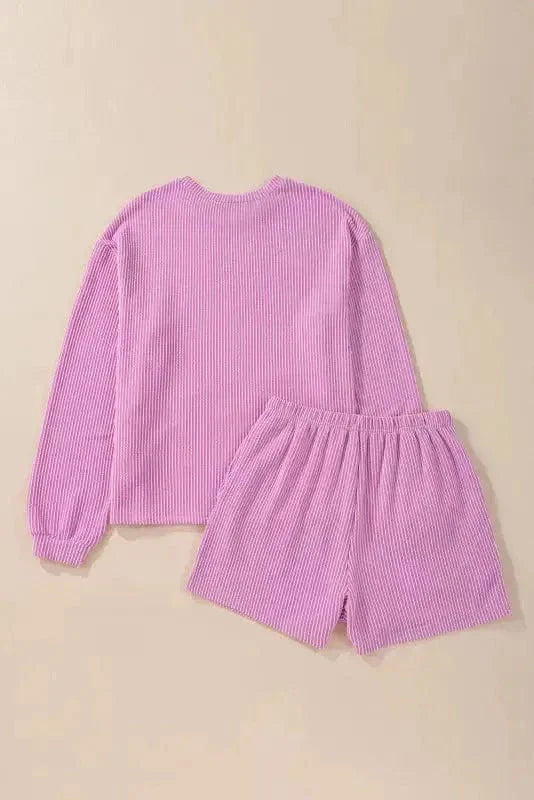 Cozy Corded Loungewear Shorts Set-2