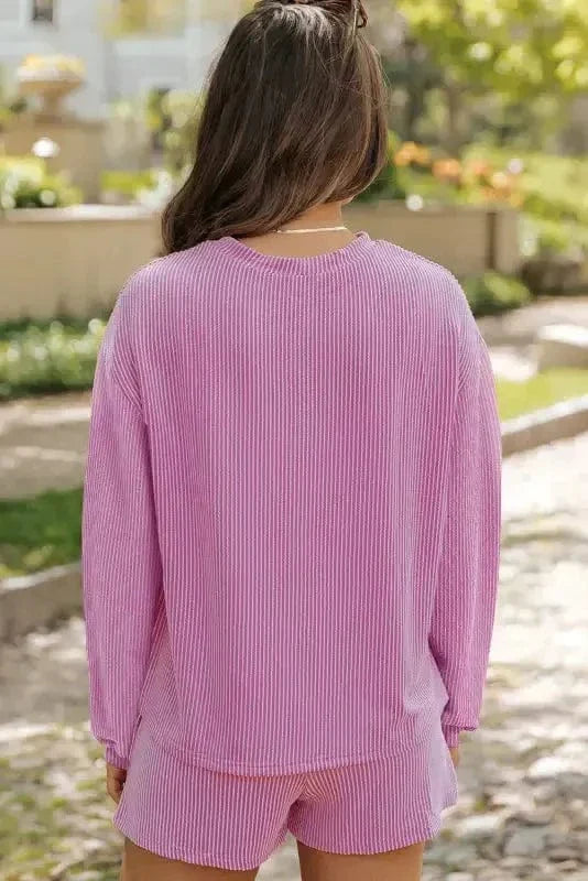 Cozy Corded Loungewear Shorts Set-1